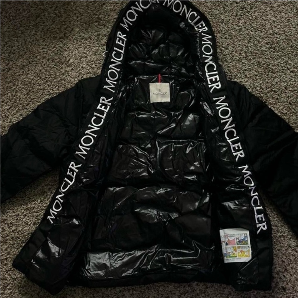 Moncler Black Quilted Puffer with Logo Tape